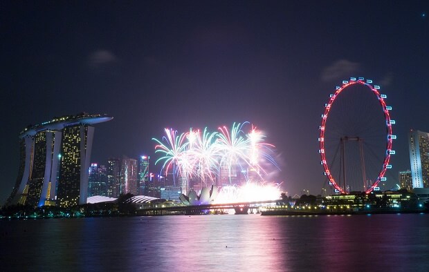 NYE Fireworks from Gardens by the Bay East