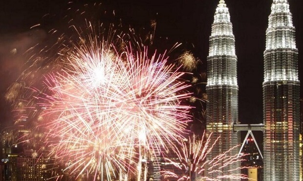 NYE fireworks in Kuala Lumpur