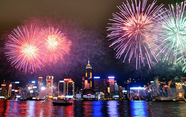 New Years Eve Firewprks in Hong Kong