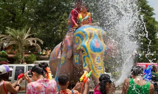 Celebrations on Songkran Water New Year Festival